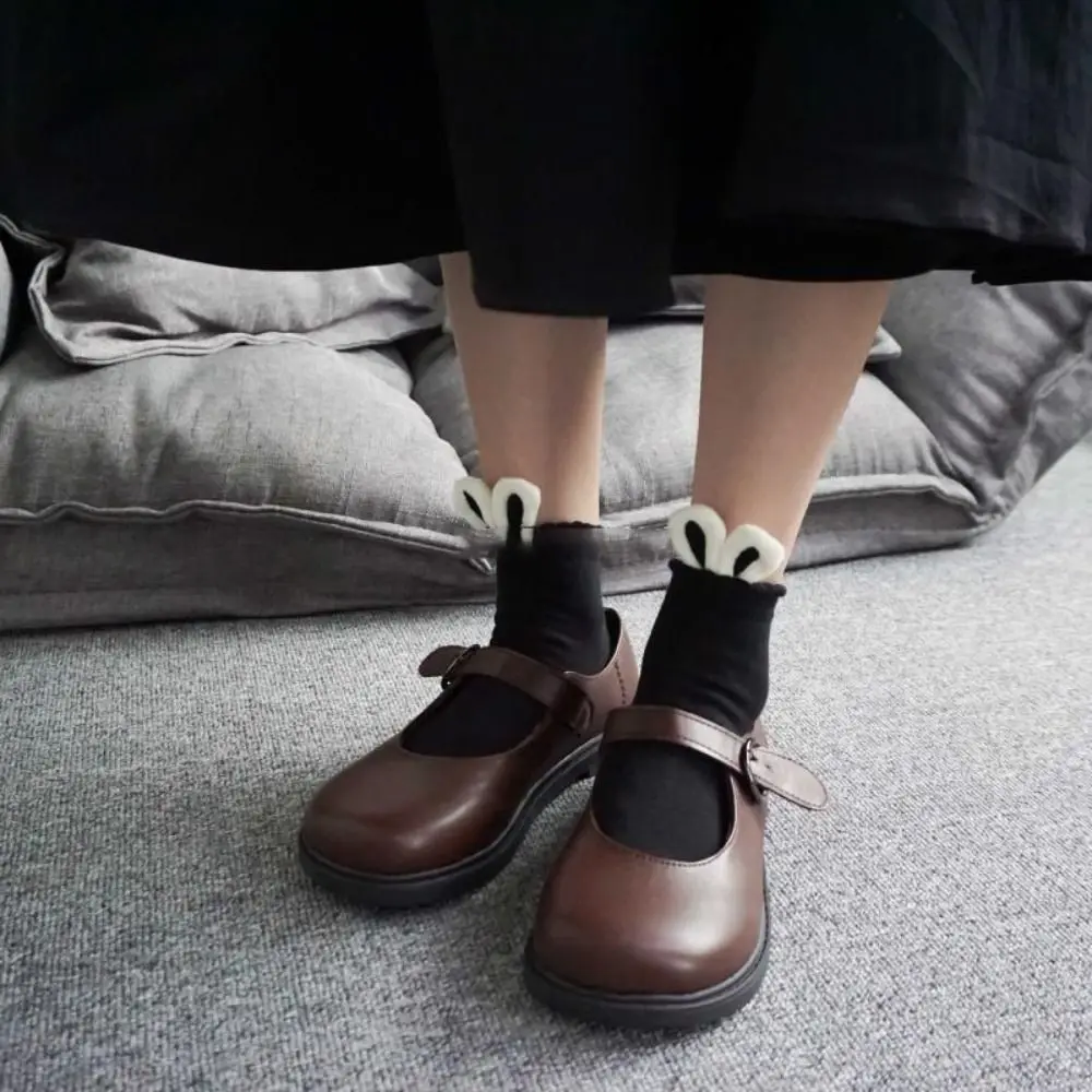 Фото Новые японские носки Kawaii Lolita, хлопковые милые носки с заячьими ушками, студенческие носки, повседневные носки с ушками животных №3