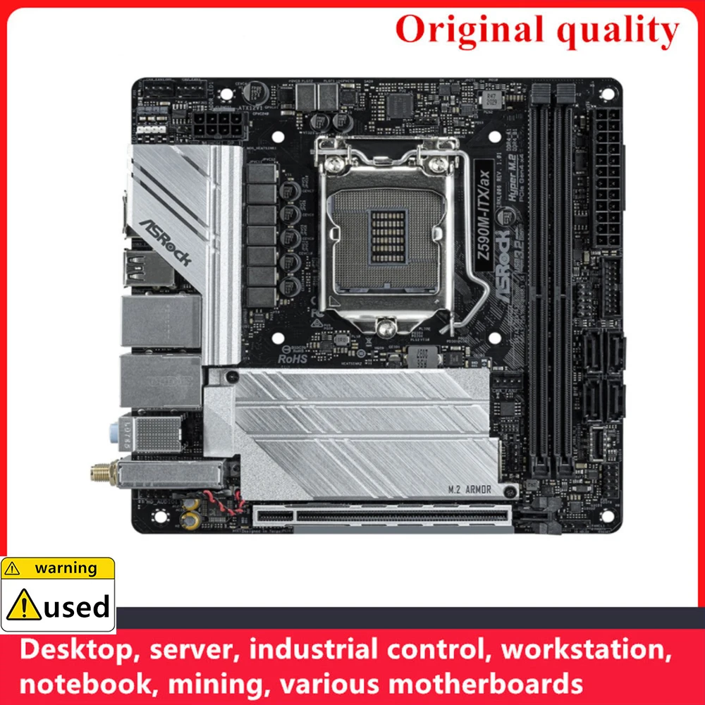 Используется для ASROCK Z590M-ITX/ax Z590M-ITX MINI Материнские платы LGA 1200 DDR4 64G Intel Z590 десктопная материнская плата M.2 NVME SATA III USB3.0