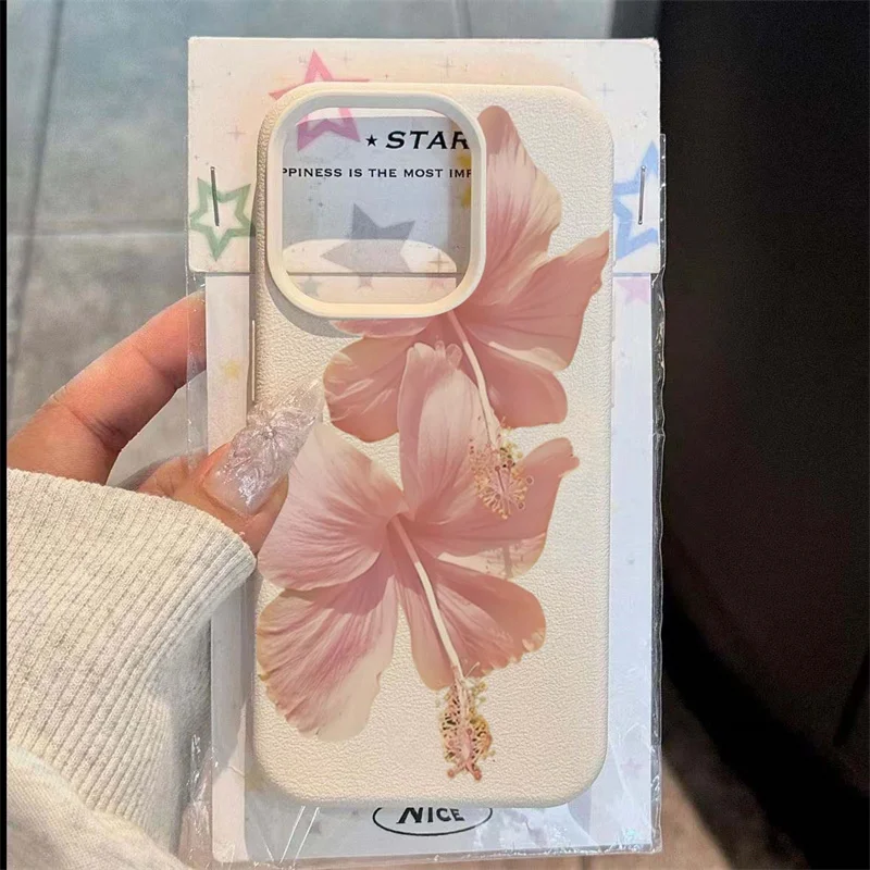 Элегантный противоударный чехол с розовым гибискусом для iPhone 17, 16, 15, 14 Plus, 16E, 13, 12, 11 Pro XR X XS Max 17, цветной мягкий чехол для телефона Air