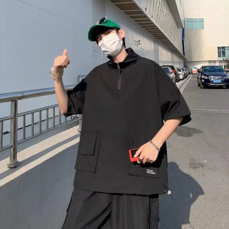 Male T Shirt Short Sets No Logo Men's Shorts Set Plain Tee Stretch 2 Piece Outfit New in Matching Two Korean Style 2025 Outfits