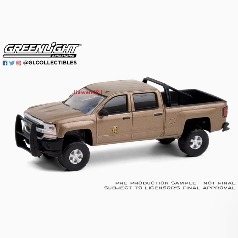 Литой под давлением Greenlight масштаб 1:64 2017 Silverado 1500 Пикап Green Machine, модель автомобиля из сплава, классический сувенир для взрослых, подарок для хобби и игрушки