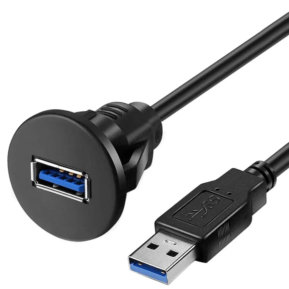 Фото Двойной USB-водонепроницаемый встроенный адаптер для док-станции, панель приборной панели, порт USB 3.0 2,0, удлинительный кабель для автомобиля, мотоцикла, корабля, 2 м №3