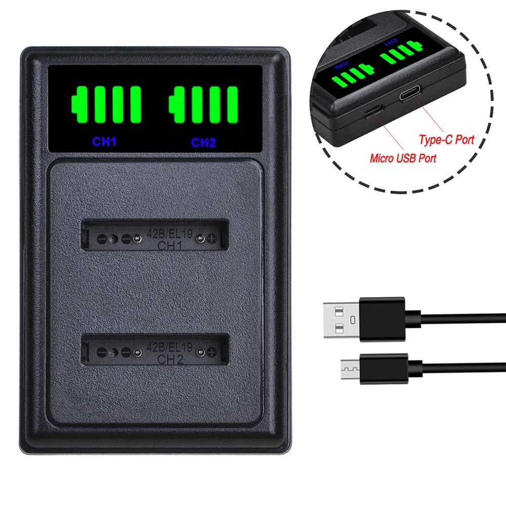 DVISI Li-40B Li 40B 42B Сменный аккумулятор с двумя USB-портами и ЖК-дисплеем для Nikon EN-EL10 D-Li63 D-Li108 NP-80 CNP80 KLIC-7006 np-45 (art.: 3920ca7ea0c75) - 3920ca7ea0c75