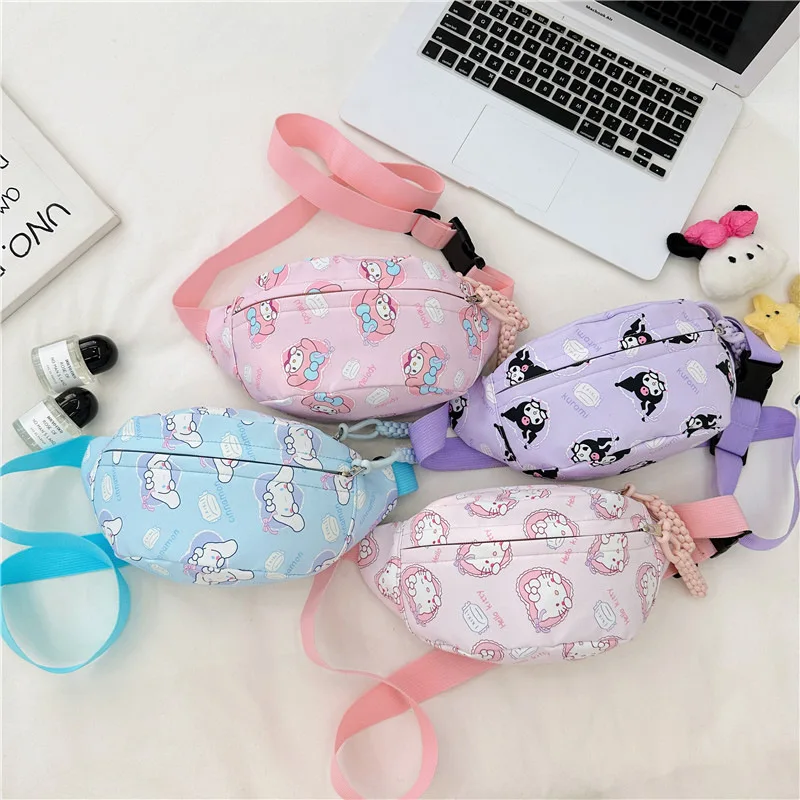 Kawaii Sanrio нагрудная сумка Cinnamoroll Kuromi телефонная посылка сумка поясная сумка для хранения My Melody Hello Kitty портмоне подарок