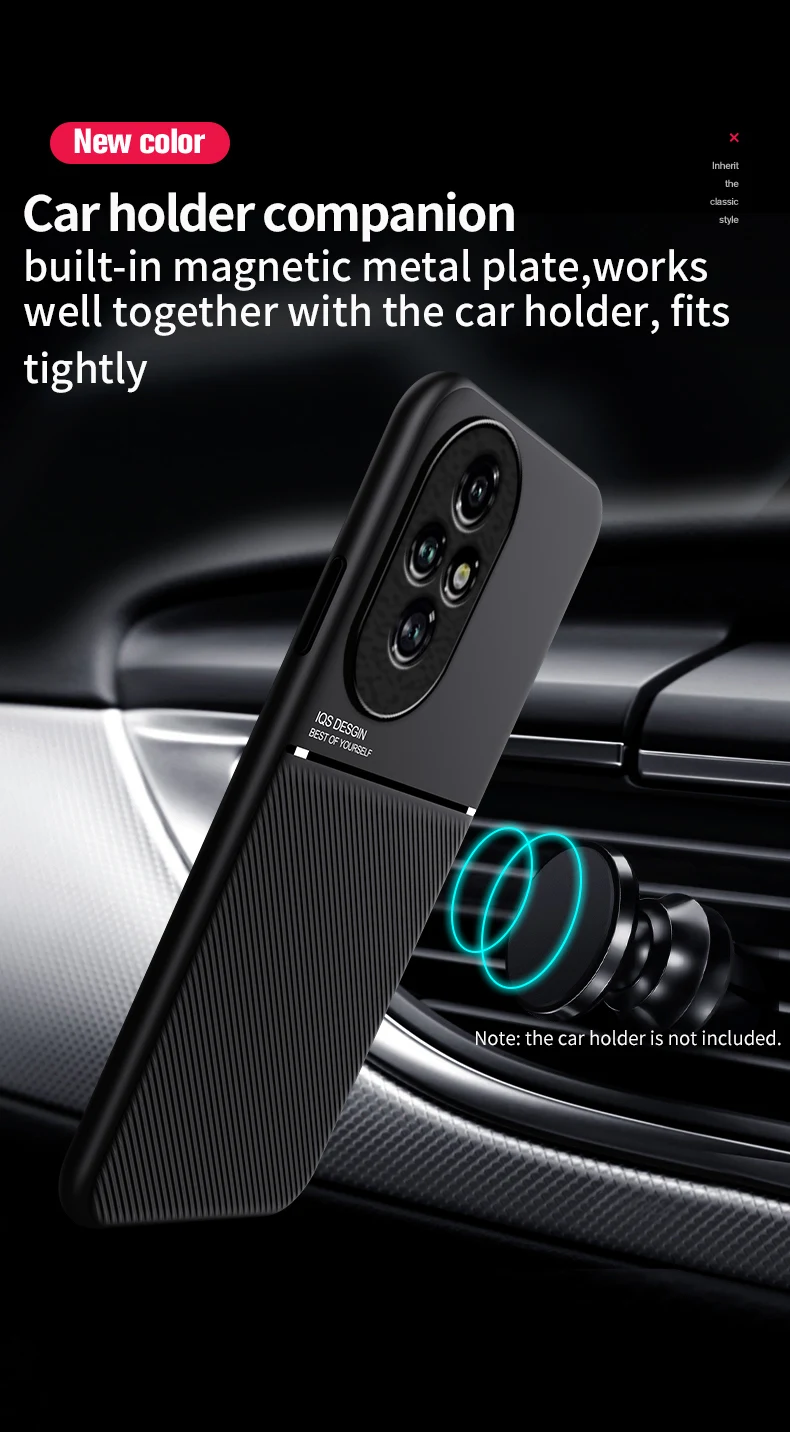 Фото Кожаный чехол для Huawei Honor 200 Pro Lite, автомобильный магнитный держатель, рассеивающий тепло, силиконовый чехол для телефона Honor Pro №4