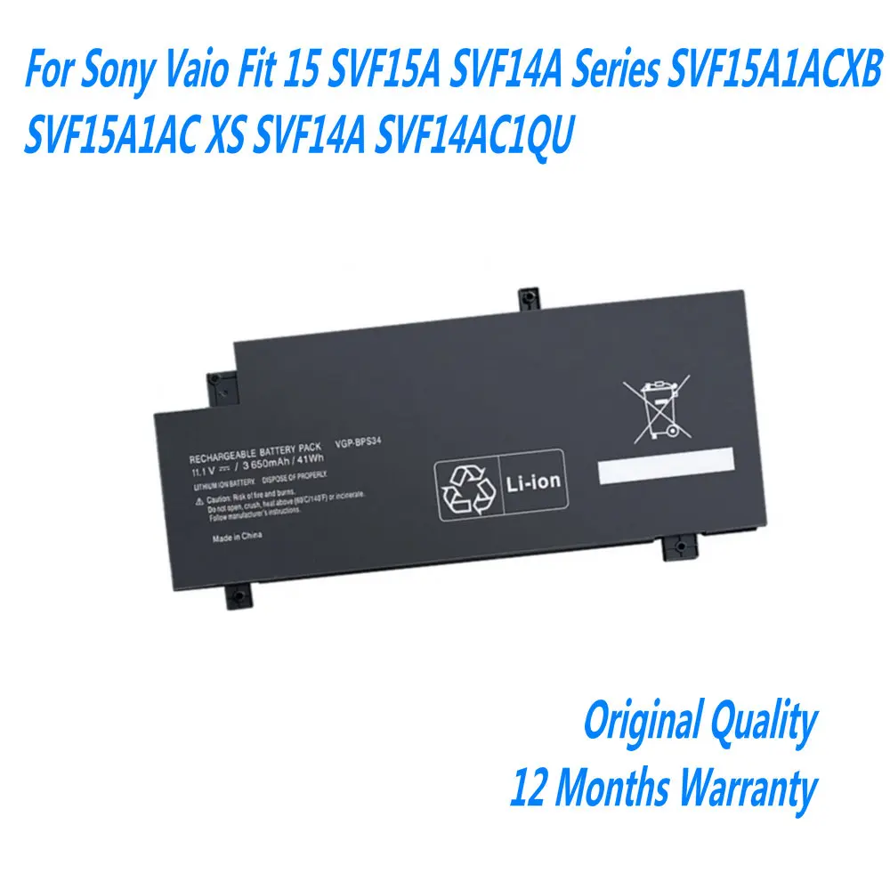 11,1 В 3650 мАч VGP-BPS34 аккумулятор для Sony Vaio Fit 15 SVF15A SVF14A серии SVF15A1ACXB SVF15A1AC XS SVF14A SVF14AC1QU