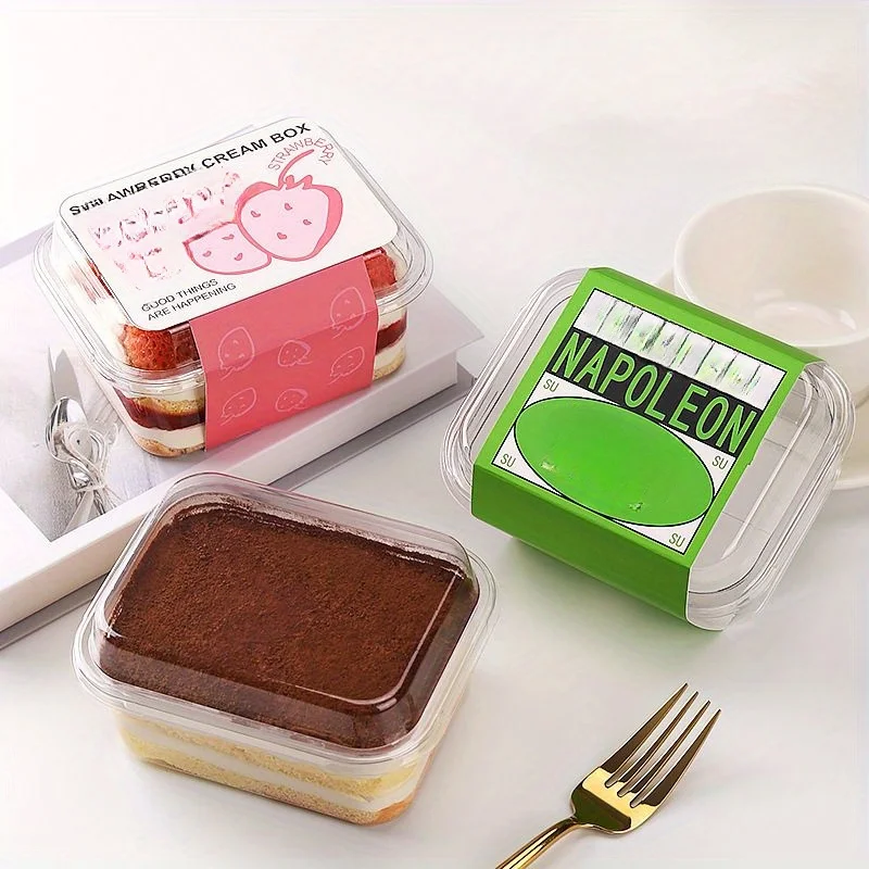 Фото 50 шт., упаковочная коробка Наполеона Tiramisu, коробка для вырезания торта, клубники, крема, кондитерских изделий, муссов, упаковки для выпечки, изысканный №4