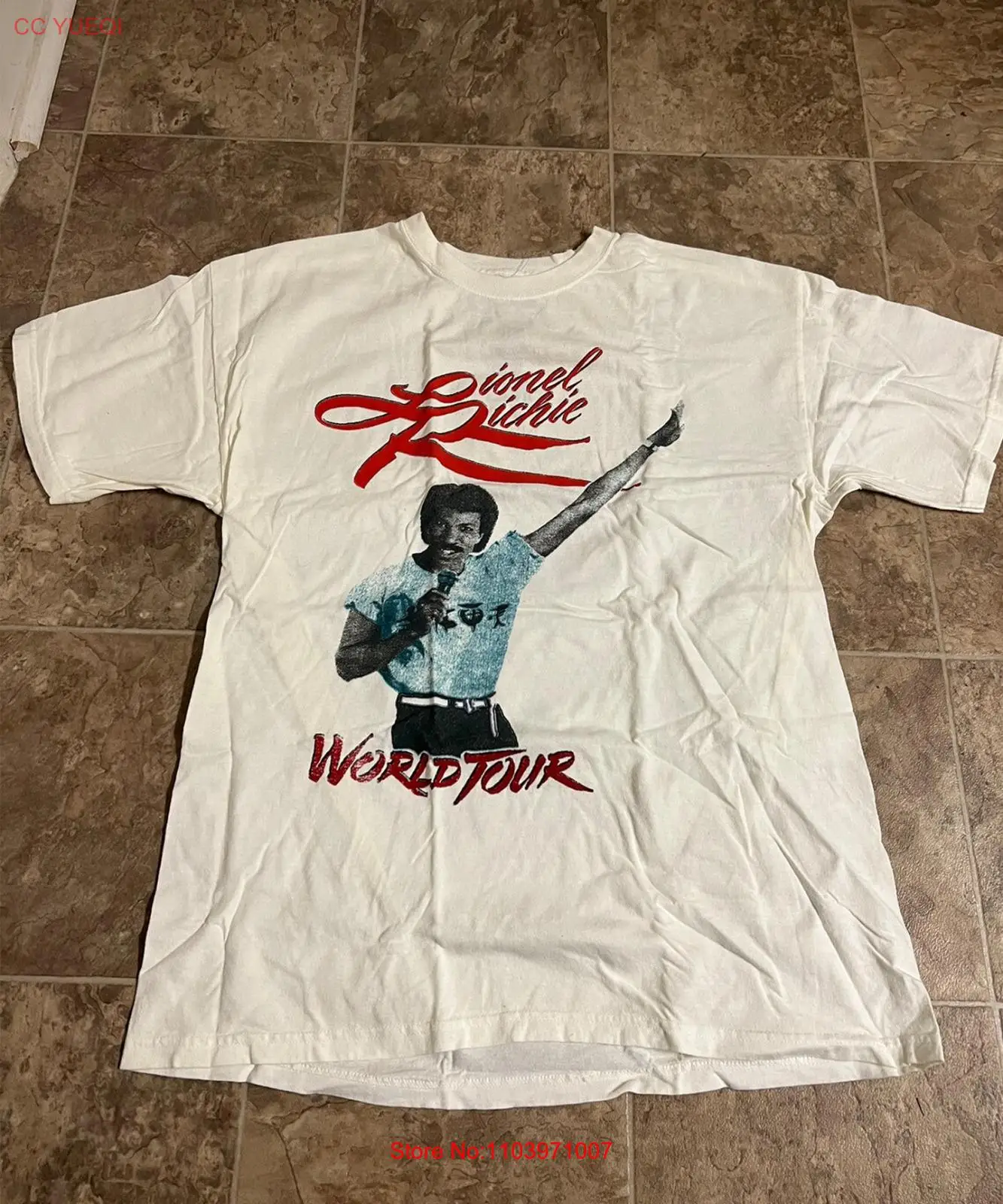 Белая футболка VTG Lionel Richie World Tour, полный размер