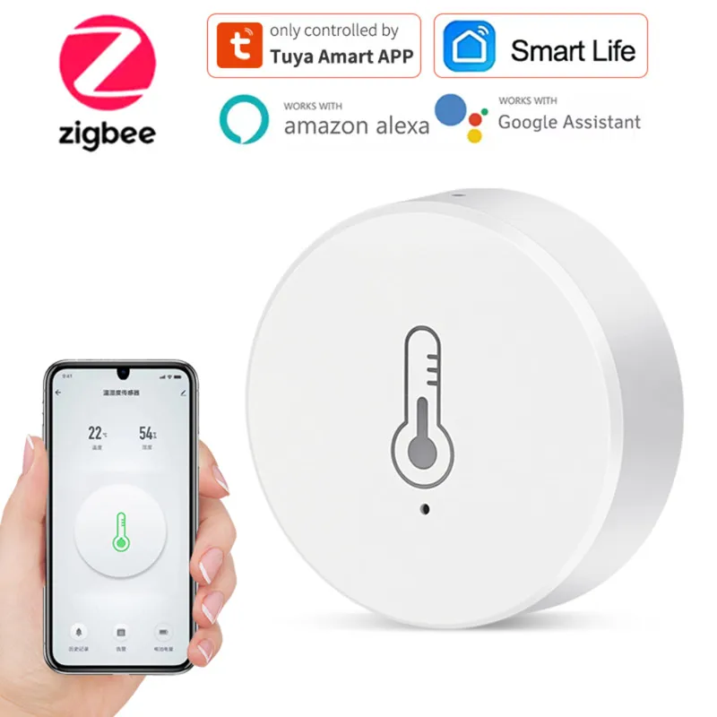 Датчик температуры и влажности Tuya Zigbee, умное приложение для контроля температуры и влажности в режиме реального времени, связь «сделай сам» с Alexa и Google Home