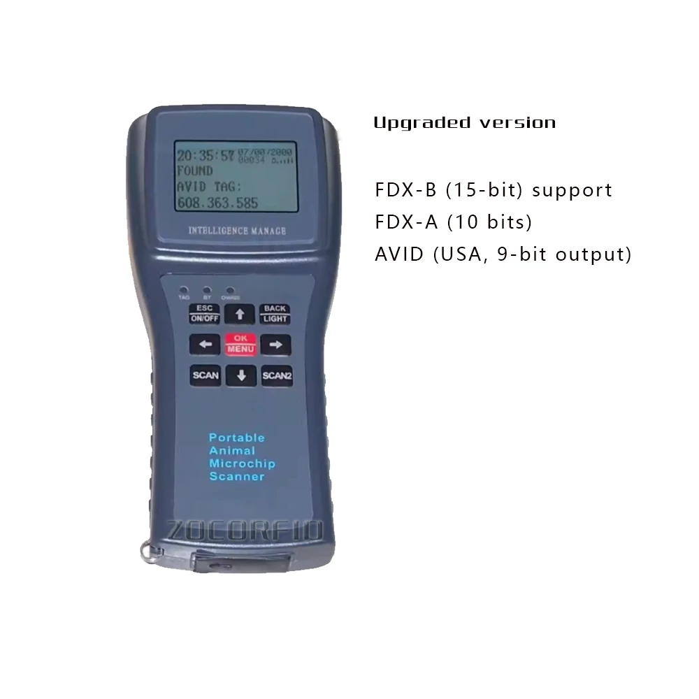 Фото Bluetooth RFID-считыватель животных 9/10/15 цифр ISO11784/85 FDX-B AVID считыватель микрочипов для домашних животных №3