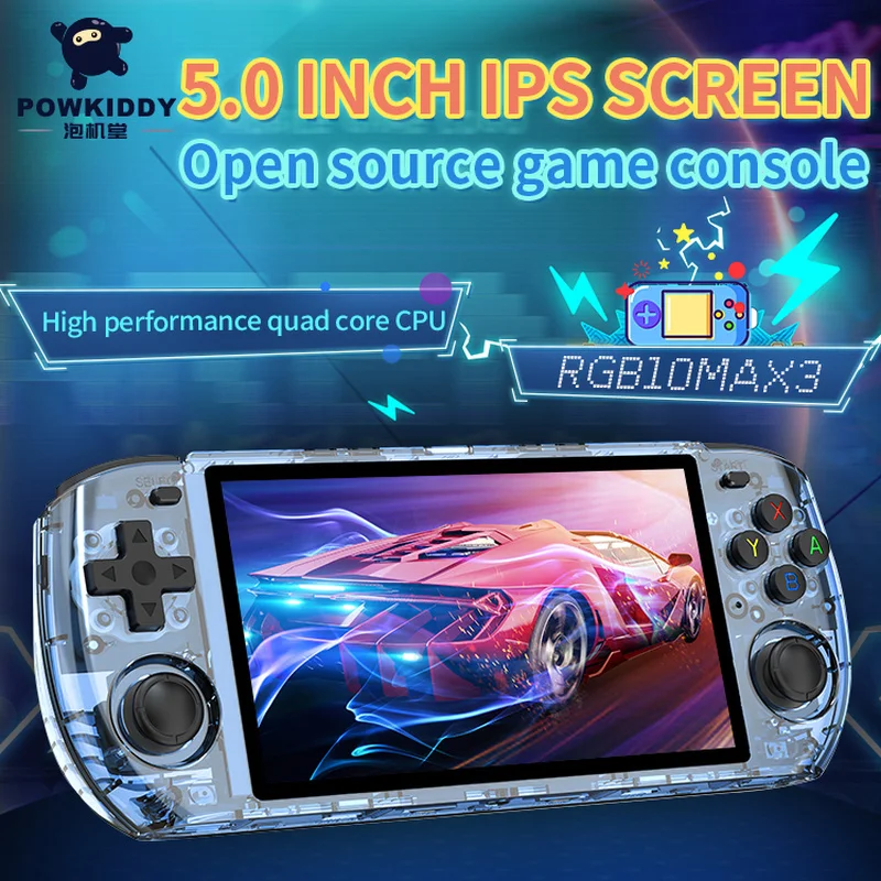 Powkiddy RGB10Max3 5,5-дюймовый Ips OCA Full Fit HD большой экран с поддержкой системы открытого исходного кода ручные портативные аркадные портативные игры