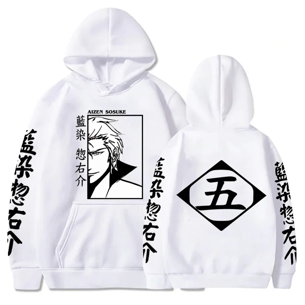 Фото Аниме отбеливающие толстовки для мужчин Aizen Sosuke косплей костюм с длинным рукавом пуловеры осень зима женская одежда для мальчиков №2