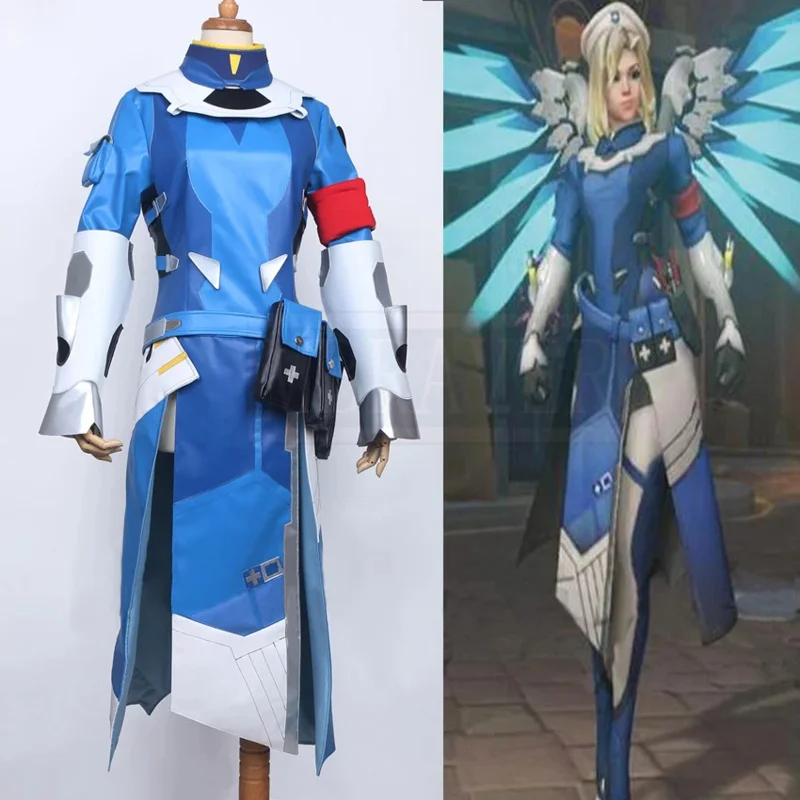 Игра OW Mercy Field Doctor Косплей Костюм Новая игра Кожаные платья на заказ