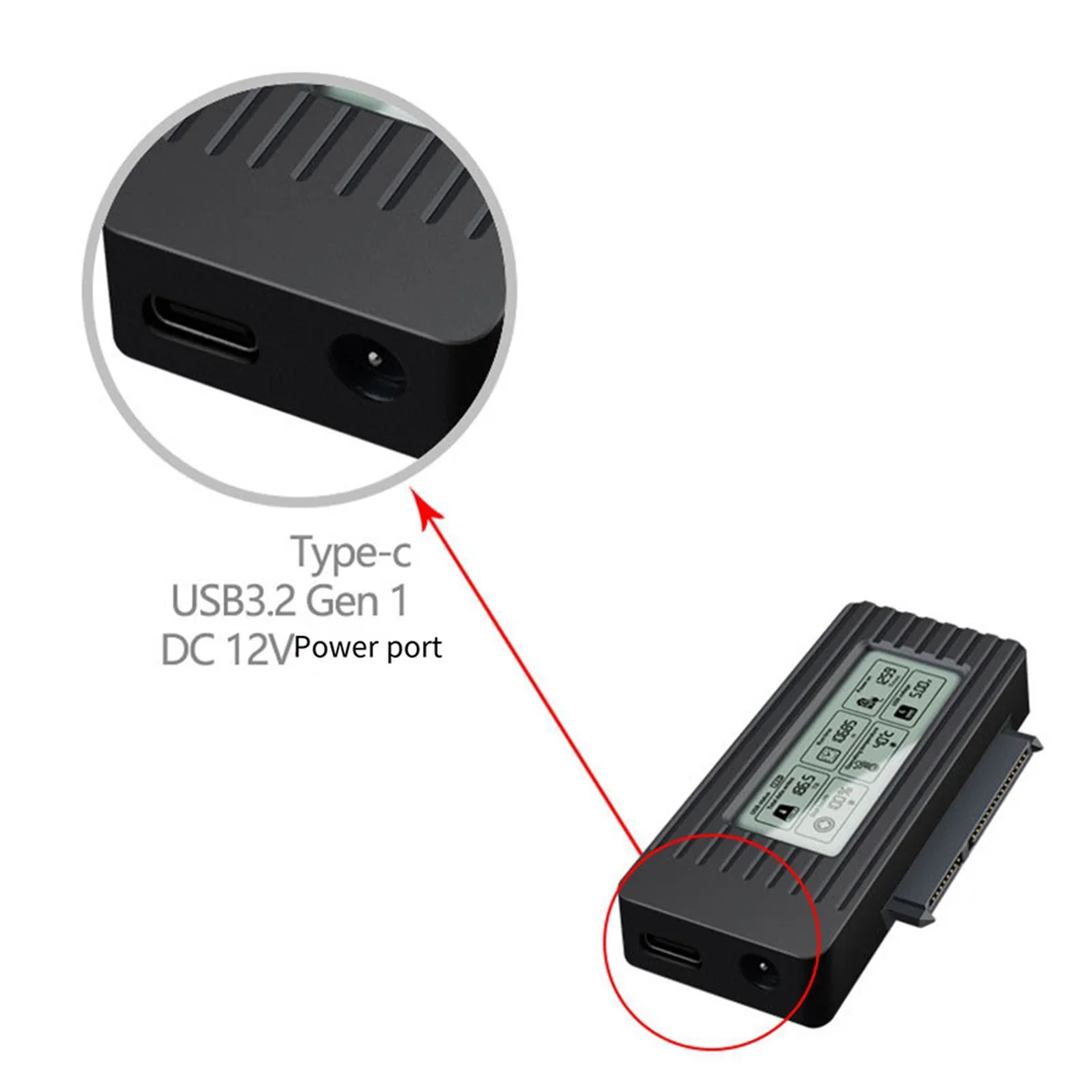 ShuoLe USB 3,1, адаптер для жесткого диска, 2,53,5 дюйма, интеллектуальный цифровой дисплей, простой кабель для жесткого диска (art.: 3920c9aca2c30) - 3920c9aca2c30