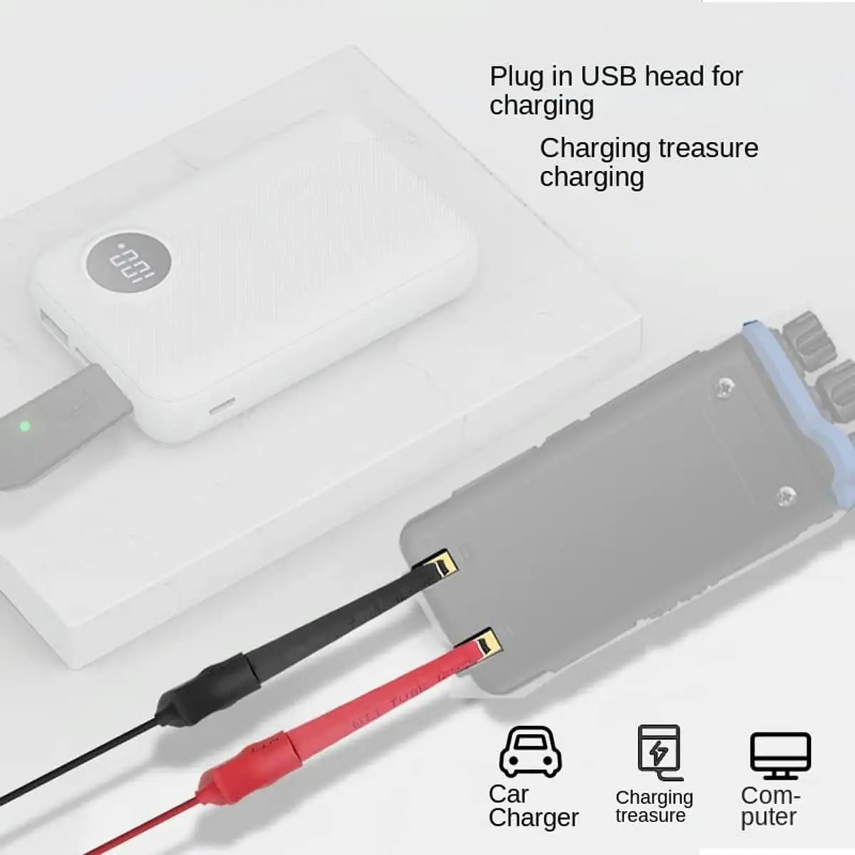 Фото USB-кабель для зарядного устройства, двусторонний радиоприемопередатчик, зажим для зарядки с индикатором (3,4 В-7,4 В), полоса №5