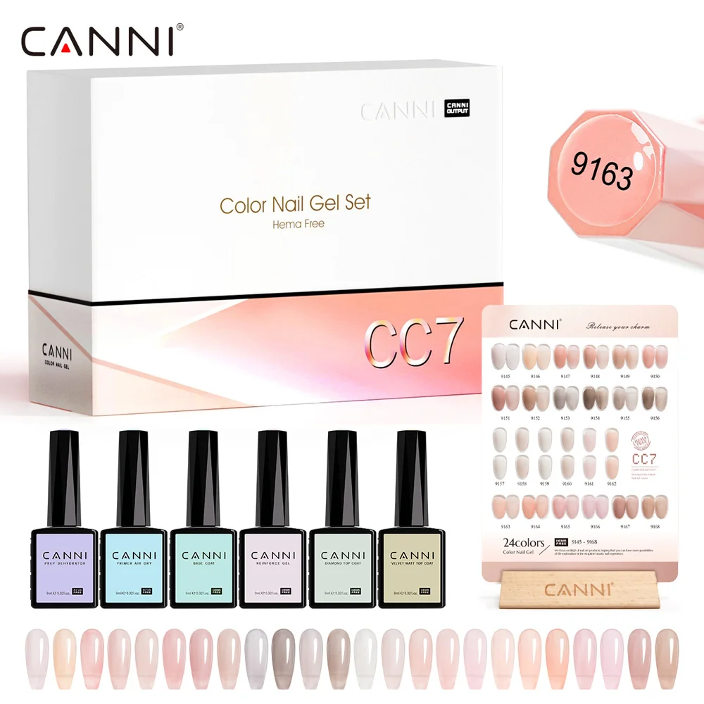 CC7 CANNI Гель-лак для ногтей TPO FREE 9 мл HEMA FREE Soak Off УФ-светодиодный гель для ногтей Полуперманентный глянцевый бриллиант Верхнее покрытие Набор 6/30 шт. Набор