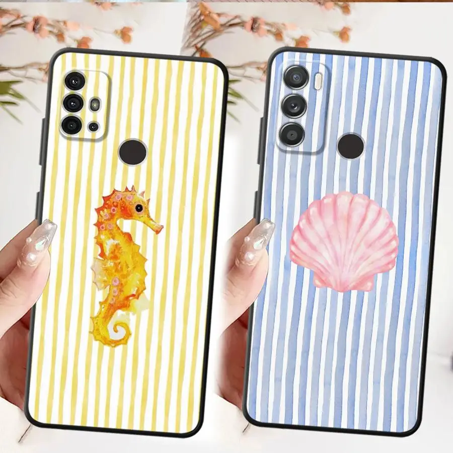 Marinc Life Crabs Lobsters Cool Soft Back Phone Cover Case for Moto S30 Pro Edge 20 30 X30 Pro