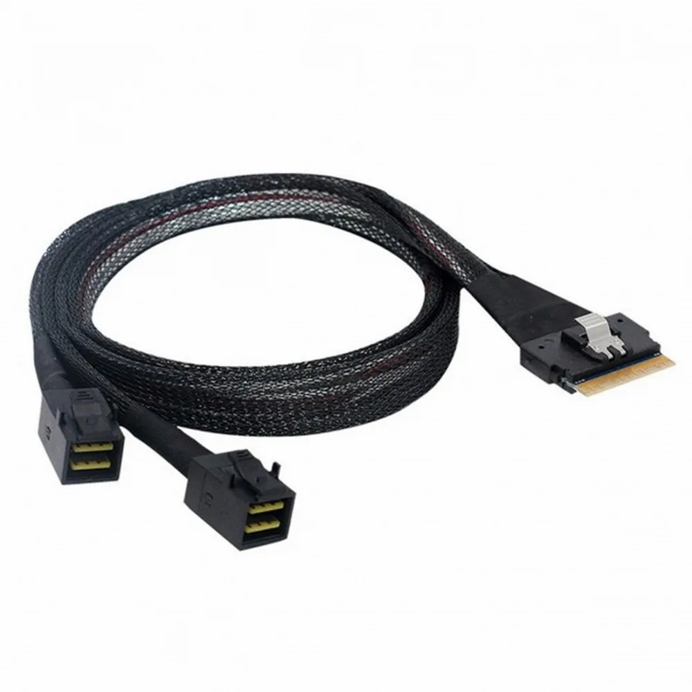 Фото Высокоскоростной PCIe 4.0 SlimSAS SFF-8654 8i 74pin к двойному кабелю SFF-8643 4i Mini SAS HD 0,5 м или 0,8 м №4