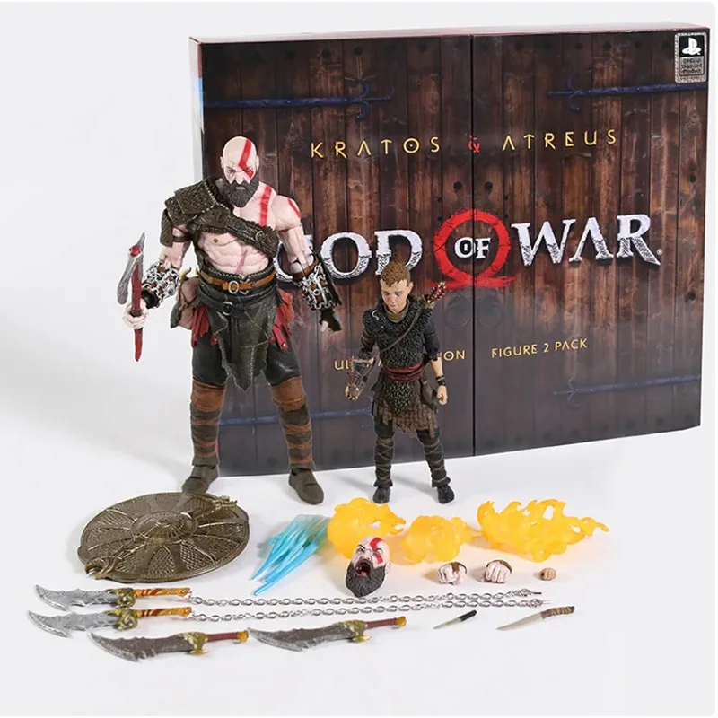 Фигурка NECA God of War Kratos & Atreus Ultimate PVC Ghost of Sparta Фигурки Axe Shield Son Loki Набор Коллекционная модель игрушки