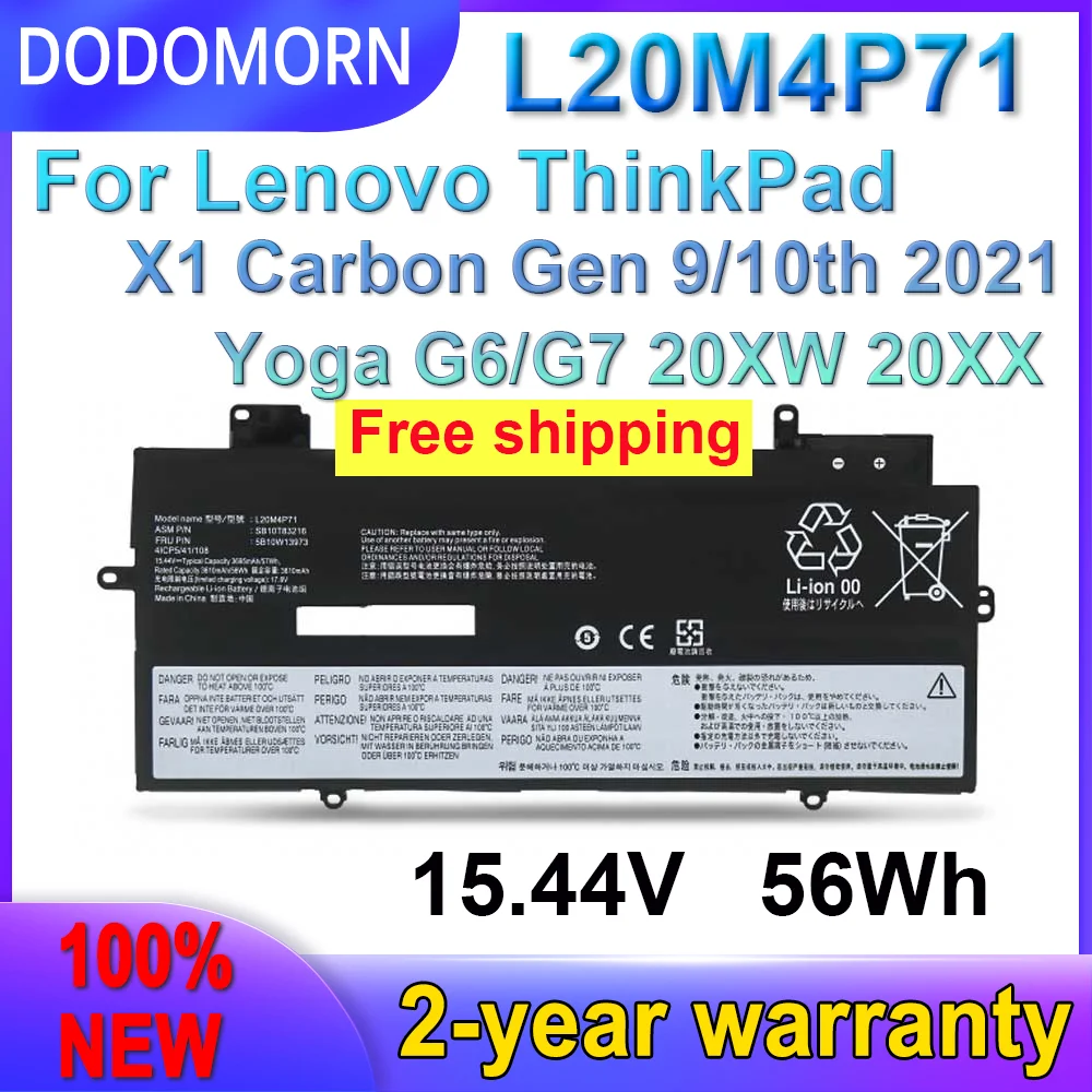 DODOMORN Быстрая доставка Новый аккумулятор L20M4P71 для Lenovo ThinkPad X1 Carbon Gen 9/10 G9-20XW 2021 Yoga G6/G7 6-го поколения 20XW 20XX