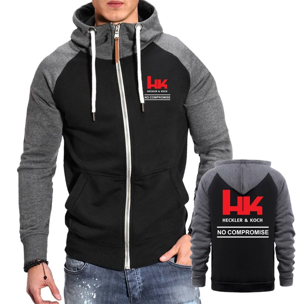 Фото Mens Sweatshirts Hk Heckler Koch No Compromise Fleece Hoodie Jackets Casual Sports Outerwear Retro Youth Hooded Streetwear Coats №5