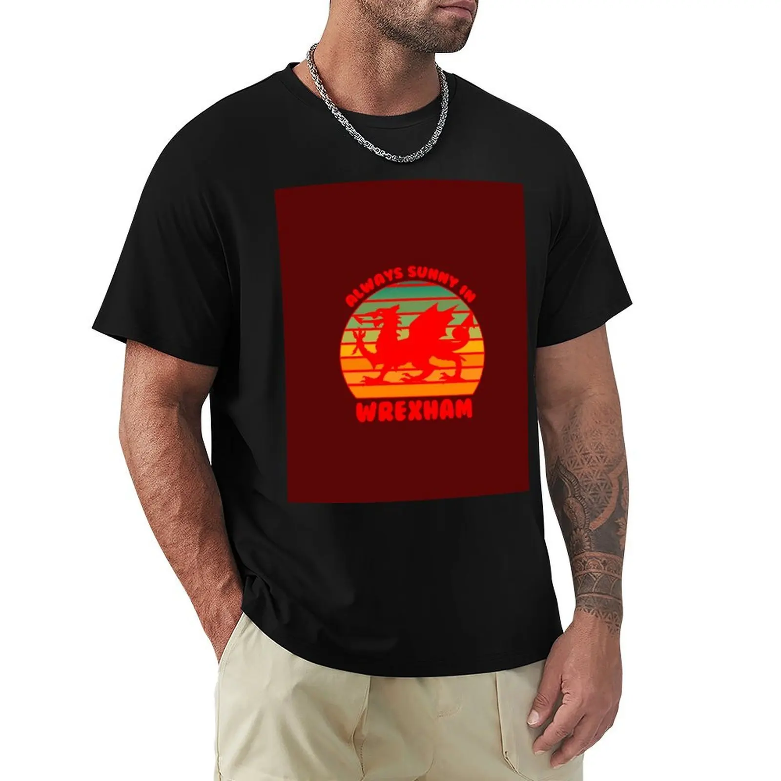 It_s Always Sunny in Wrexham футболка с красным драконом черные забавные костюмы рубашка Croswit мужской топпинг мужские винтажные футболки