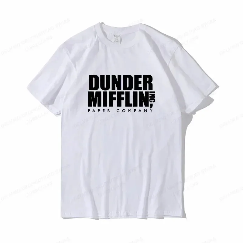 Фото Футболка DUNDER MIFFLIN, мужские модные футболки, хлопковая футболка, офисные топы, футболки, женская футболка, футболки для мальчиков, летняя одежда Camisetas с надписями №2