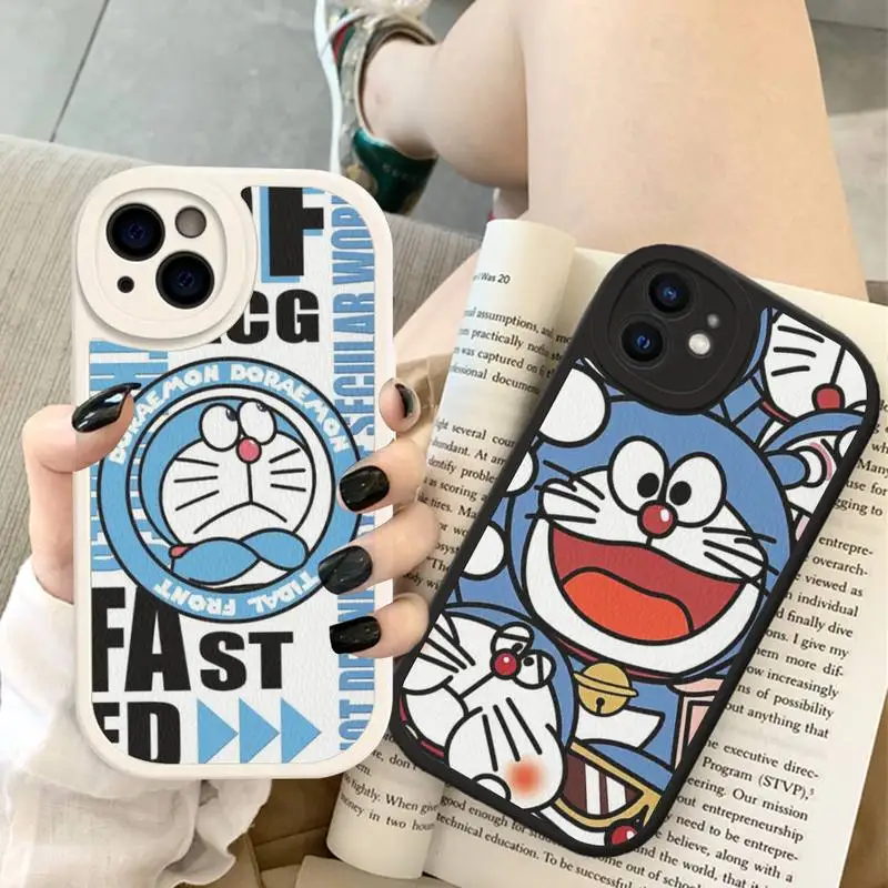 Милый твердый кожаный чехол D-Dora-emonS для iPhone 14 13 12 Mini 11 14 Pro Max Xs X Xr 7 8 Plus