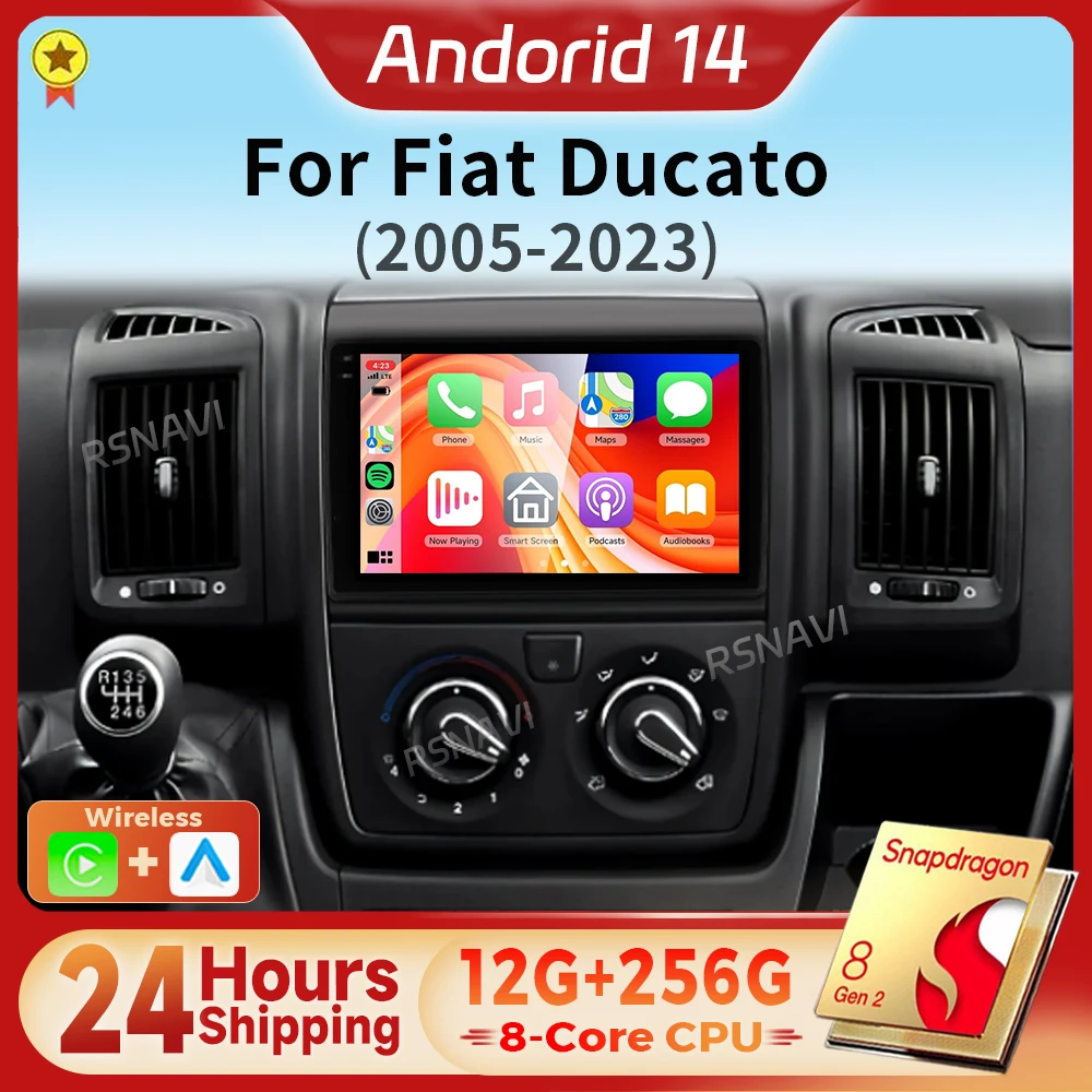 Android 14 Qualcomm Carplay автомобильное радио мультимедиа для Fiat Ducato 3 для Peugeot Boxer 2 для Citroen Jumper 2 2006-2022 стерео