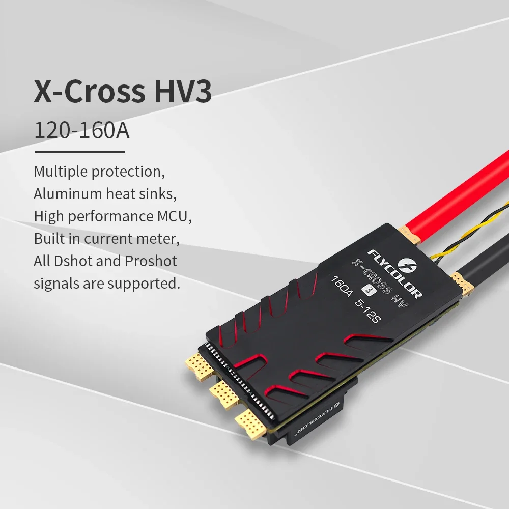 Фото Flycolor X-cross Hv3 60a 80a 120a 160a Esc 5-12s Blheli-32 Dshot Proshot 64 МГц 32-битный регулятор скорости для Rc Fpv Racing №4