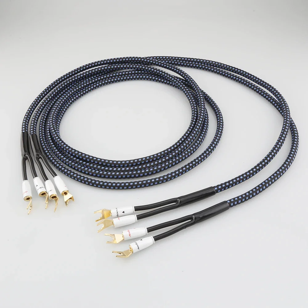 Фото Пара Audiocrast SP14 HIFI посеребренный акустический кабель Hi-end OCC акустический провод для систем Hi-Fi Y штекер типа «банан» №2