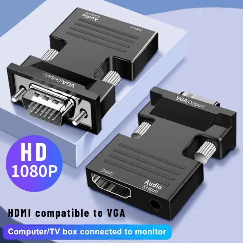 Адаптер VGA в HDMI-совместимый преобразователь HD 1080P VGA адаптер для ПК ноутбука в HD ТВ проектор Видео Аудио преобразователь