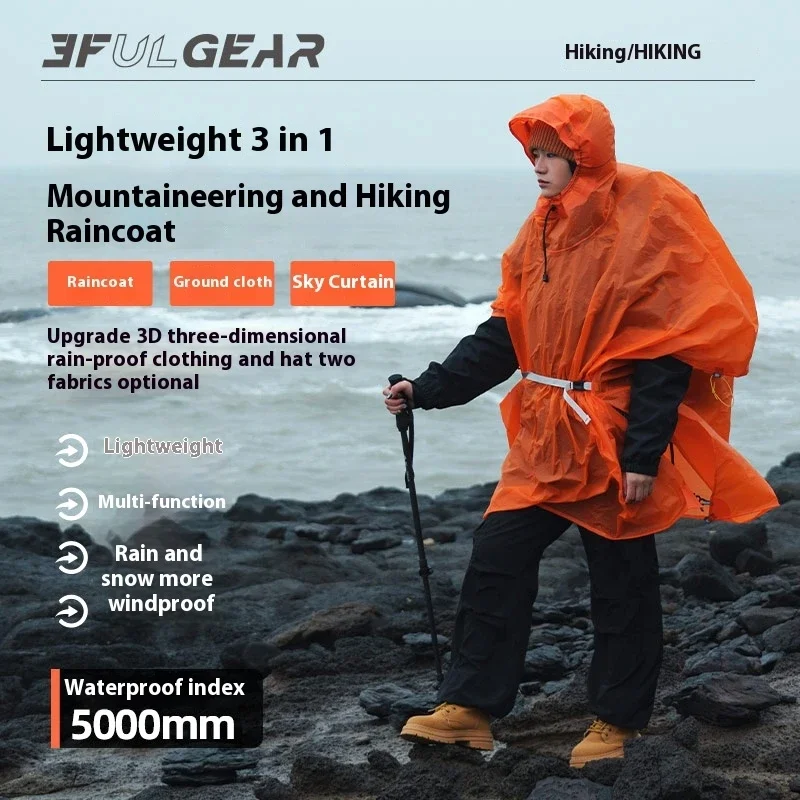 3F UL GEAR 3 в 1, сверхлегкий походный плащ, уличный тент для кемпинга, мини-брезент, солнцезащитное пончо 15D, силиконовая водонепроницаемая куртка