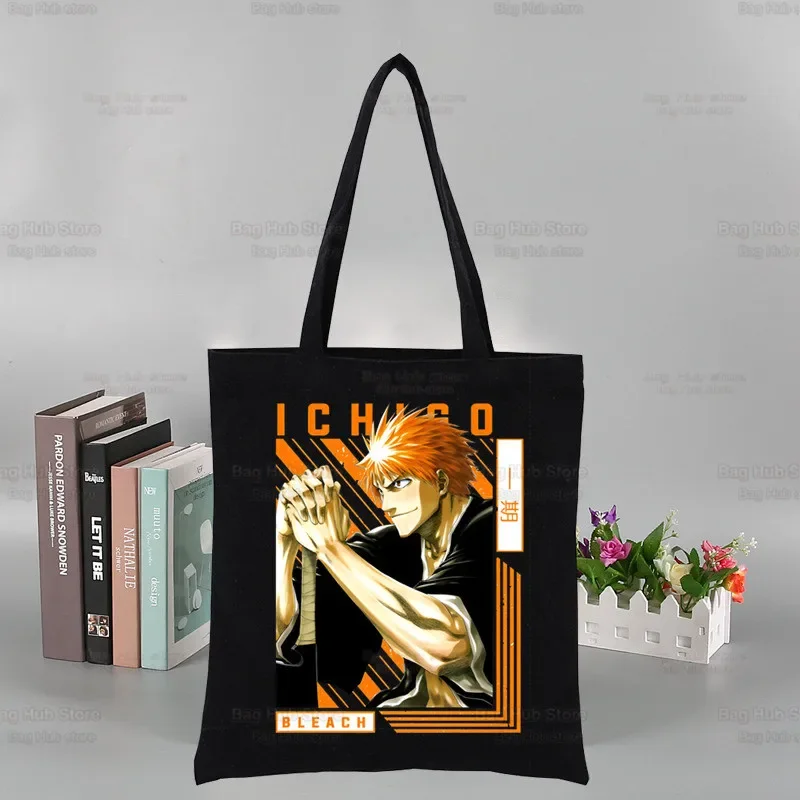 Фото Холщовая Сумка-тоут с отбеливателем Kurosaki Ichigo, экологически чистая многоразовая тканевая хозяйственная сумка Zaraki Kenpachi, школьные сумки для книг, дамские сумочки №2