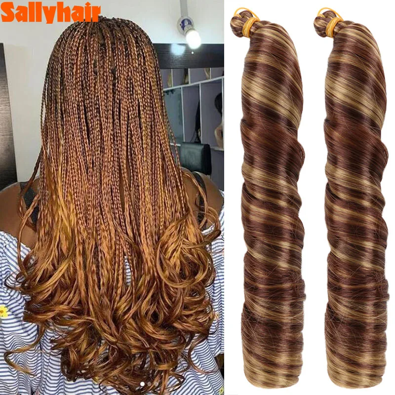SallyHair синтетические вьющиеся спиральные волосы для плетения крючком, 22 дюйма, свободные натуральные вьющиеся французские вьющиеся волосы д...