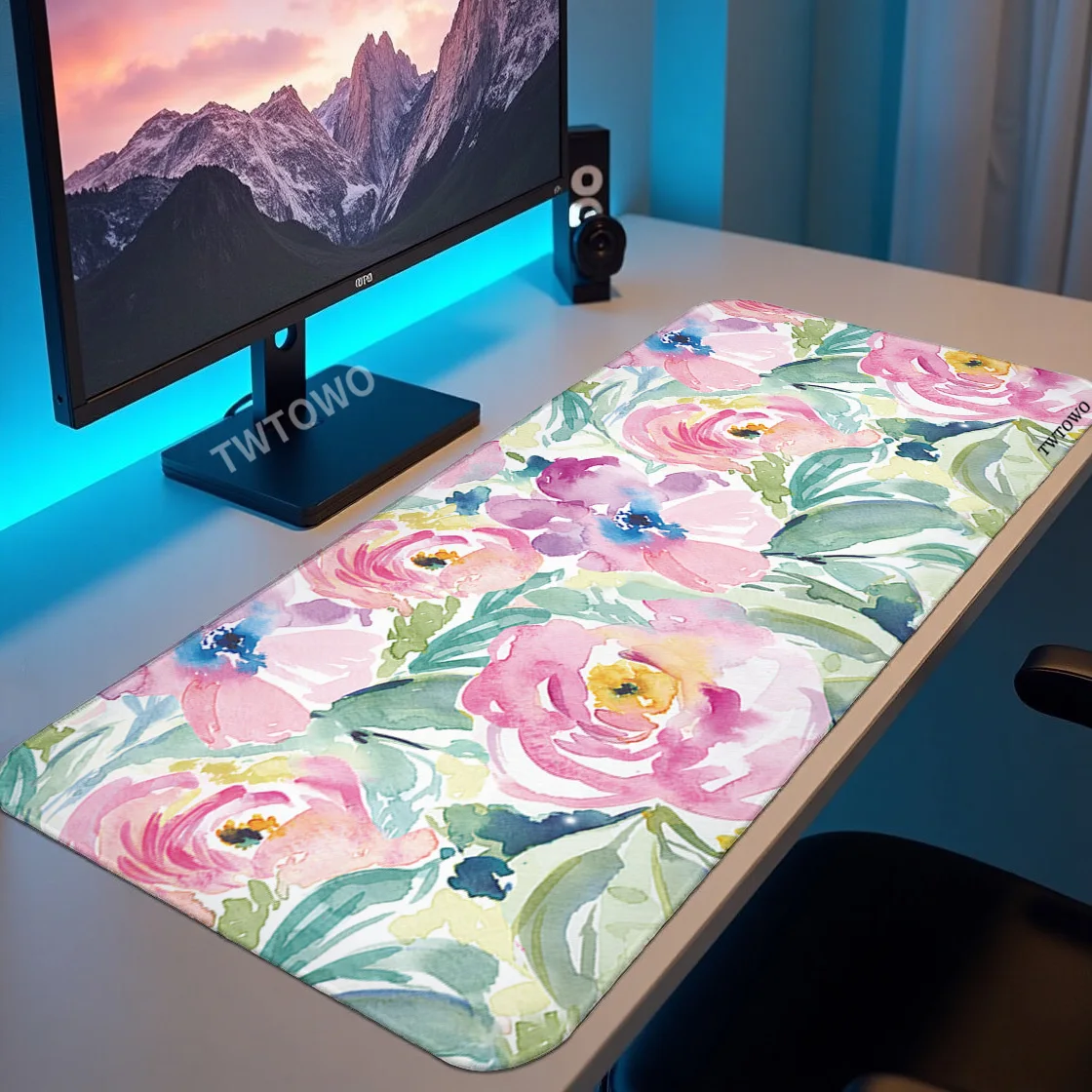 Коврик для мыши Gamer Pink Flower XL Компьютерный большой коврик для мыши на заказ XXL Механический коврик для клавиатуры Нескользящий коврик для компьютерной настольной мыши
