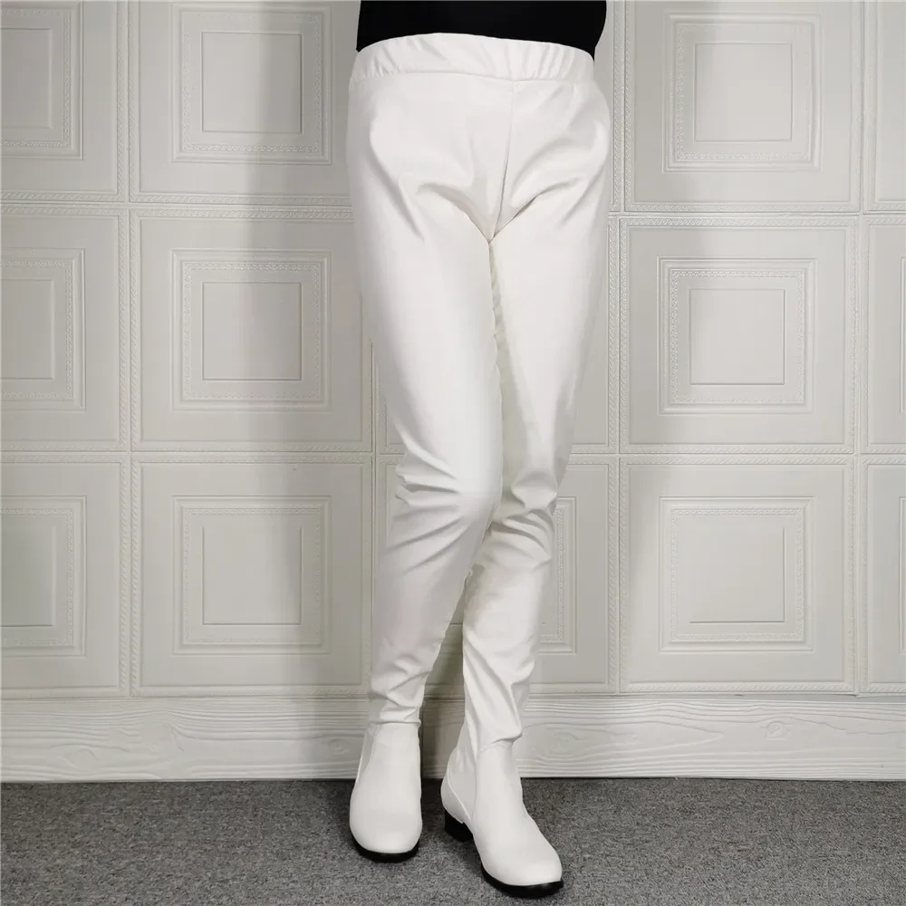 Unisex Black White Flats Streched Pant Leggings Boots Woman Crotch Long Boots Customized Cosplay Jumpsuit Shoes Big Size 46 47