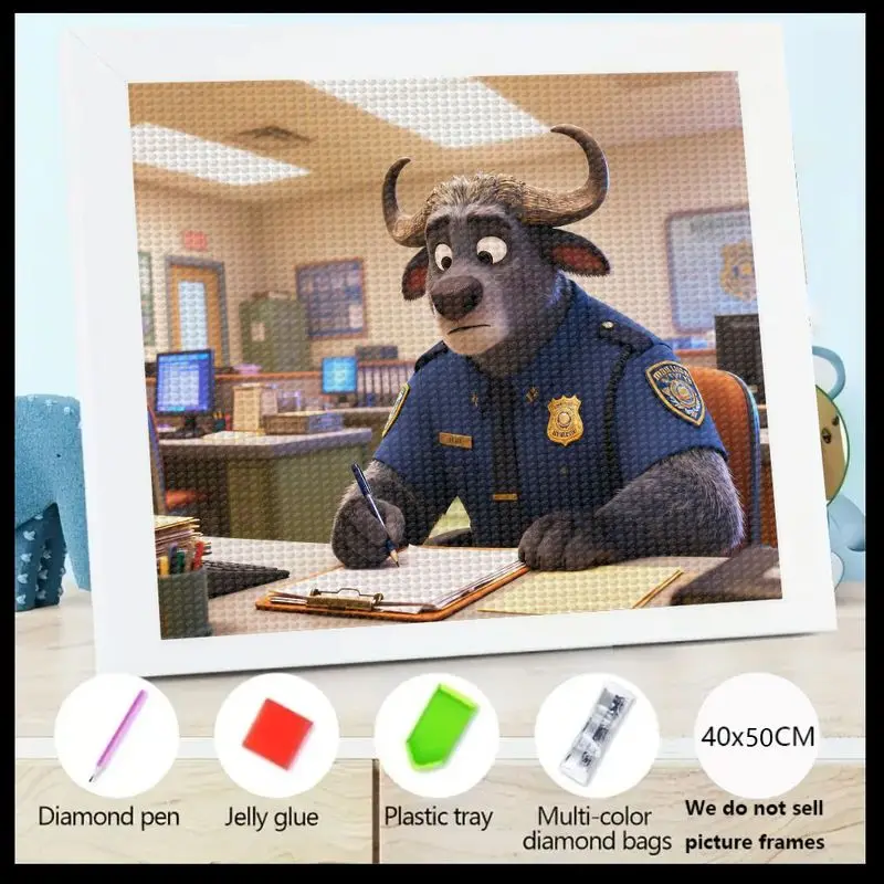 1 шт. Disney Zootopia Officer Bogo 5D комплект алмазной живописи, DIY полная дрель мультфильм полицейский буйвол животное кристалл горный хрусталь искусство Se