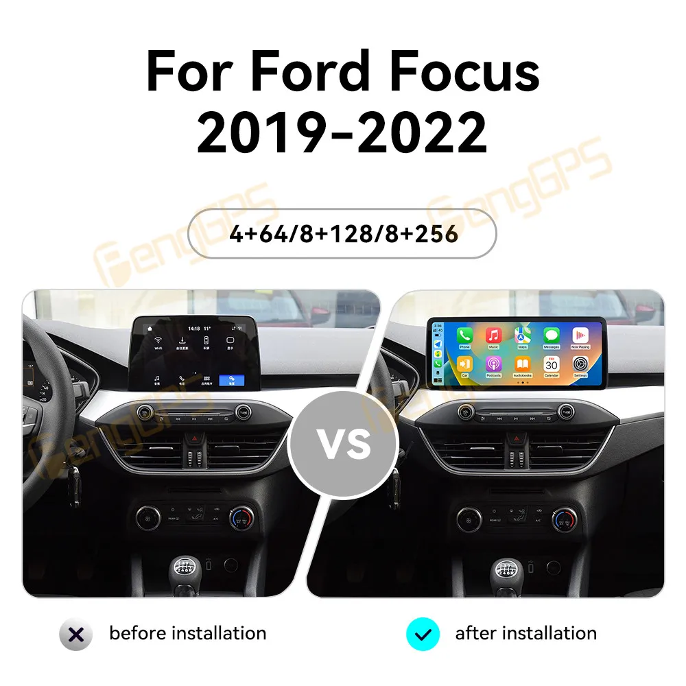 12,3-дюймовый автомобильный радиоприемник для Ford Focus 2019-2022, GPS-навигация, мультимедийный стереоплеер, Qualcomm AI, ультратонкий экран, Carplay Unit BT
