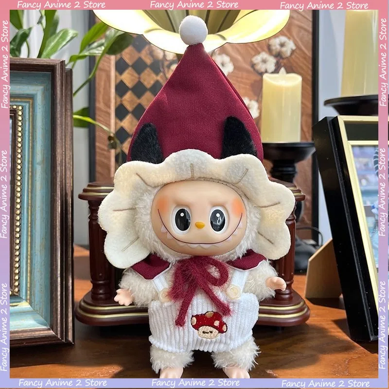 Kawaii подсолнух, одежда с маленькими грибами для 17 см, модная кукла Labubu, наряд со шляпой, очаровательная кукольная одежда, аксессуары