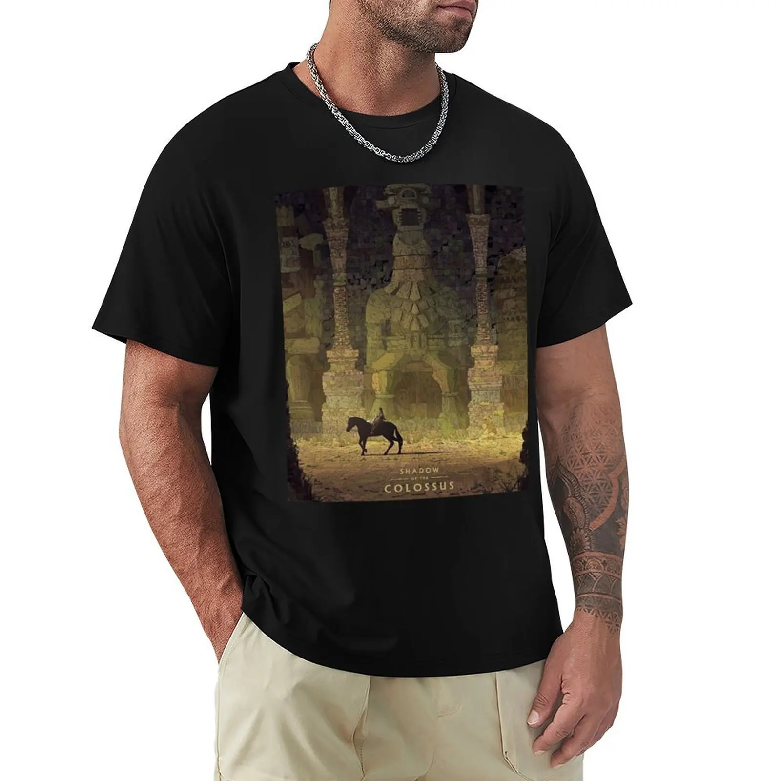 Футболка Shadow Of The Colossus, хлопковые футболки с рисунком, винтажные дизайнерские рубашки, корейские модные футболки для мужчин, упаковка