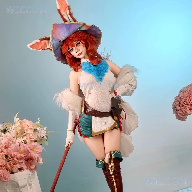 Косплей ‌ ‌ ‌ ‌ ‌ ‌ ‌ ‌ ‌ ‌ ‌ ‌ League Of Legends Spirit Blossom Alora, карнавальный костюм, наряд кролика для девочек, аниме-игра, милое розовое, белое платье Lo