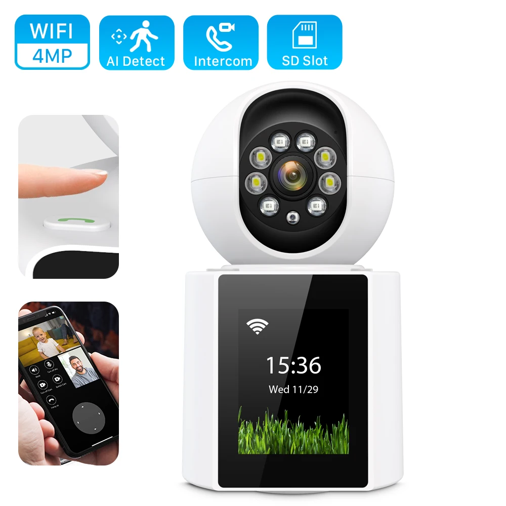 IP-камера видеонаблюдения, 4 МП, Wi-Fi, 2,4 дюйма, IPS, PTZ, 1080P