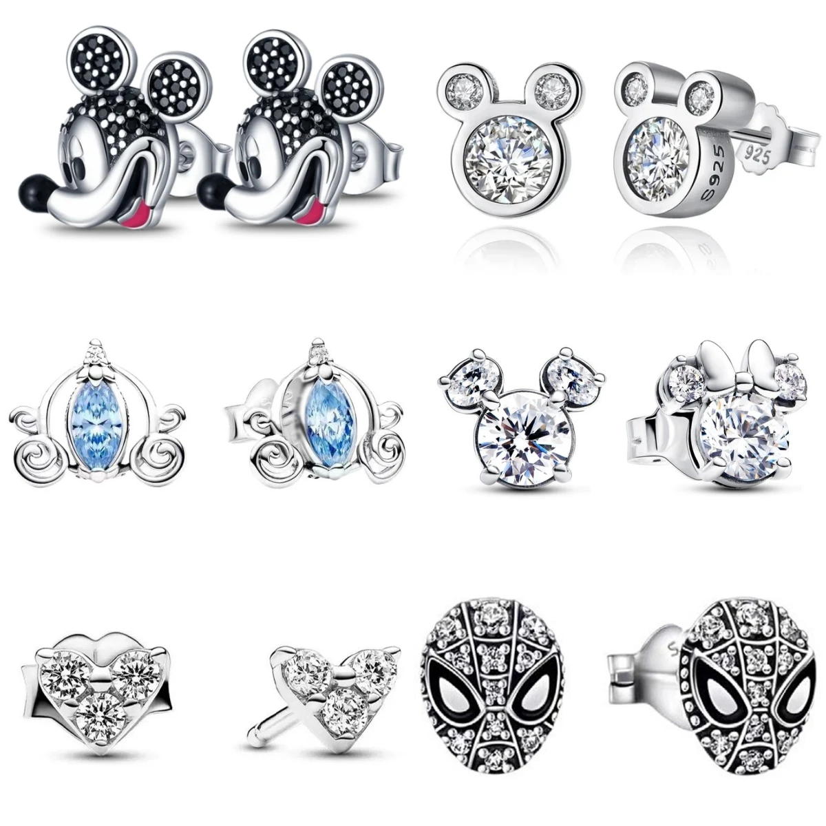 Кольцо Disney Из Стерлингового Серебра 925 Пробы С Микки И Минни Для Женщин И Детей, Оригинальное Серебро 925 Пробы