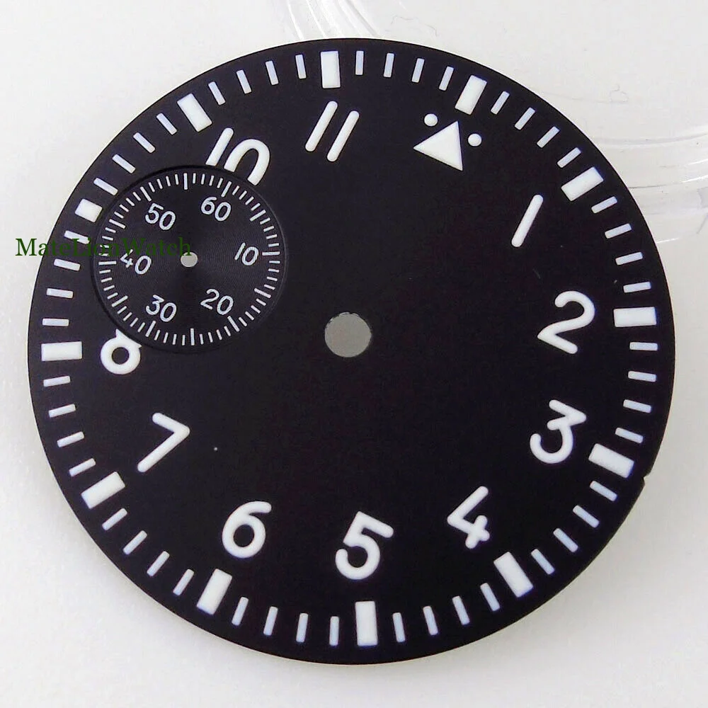 Фото Циферблат пилотных часов 37 мм для руководства ETA6497 ST3600 Green Lume, черный/белый/синий №4