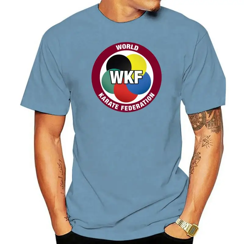 Новая мужская белая футболка Wkf с логотипом мировой каратэ Федерации, размер детской, черная Молодежная Официальная футболка