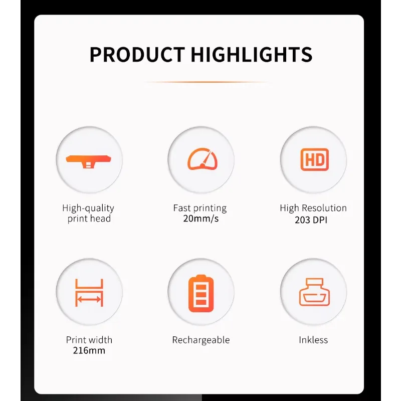 Mini A4 Impressora Termic a Portatil 208 мм Impressora Sem Fio Suporta 8,5 X 11 Papel Carta EUA Com Android Para Office Home (art.: 3920d155bfaee) - 3920d155bfaee