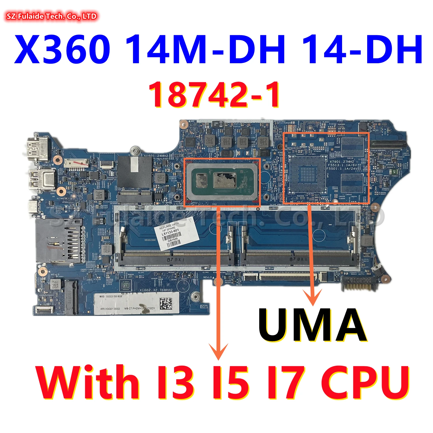 18742-1 448.0GG03.0011 Для ноутбука HP Pavilion X360 14M-DH 14-DH с процессором i3 i5 i7 UMA DDR4 L51133-601 L52932-601 L67767-601