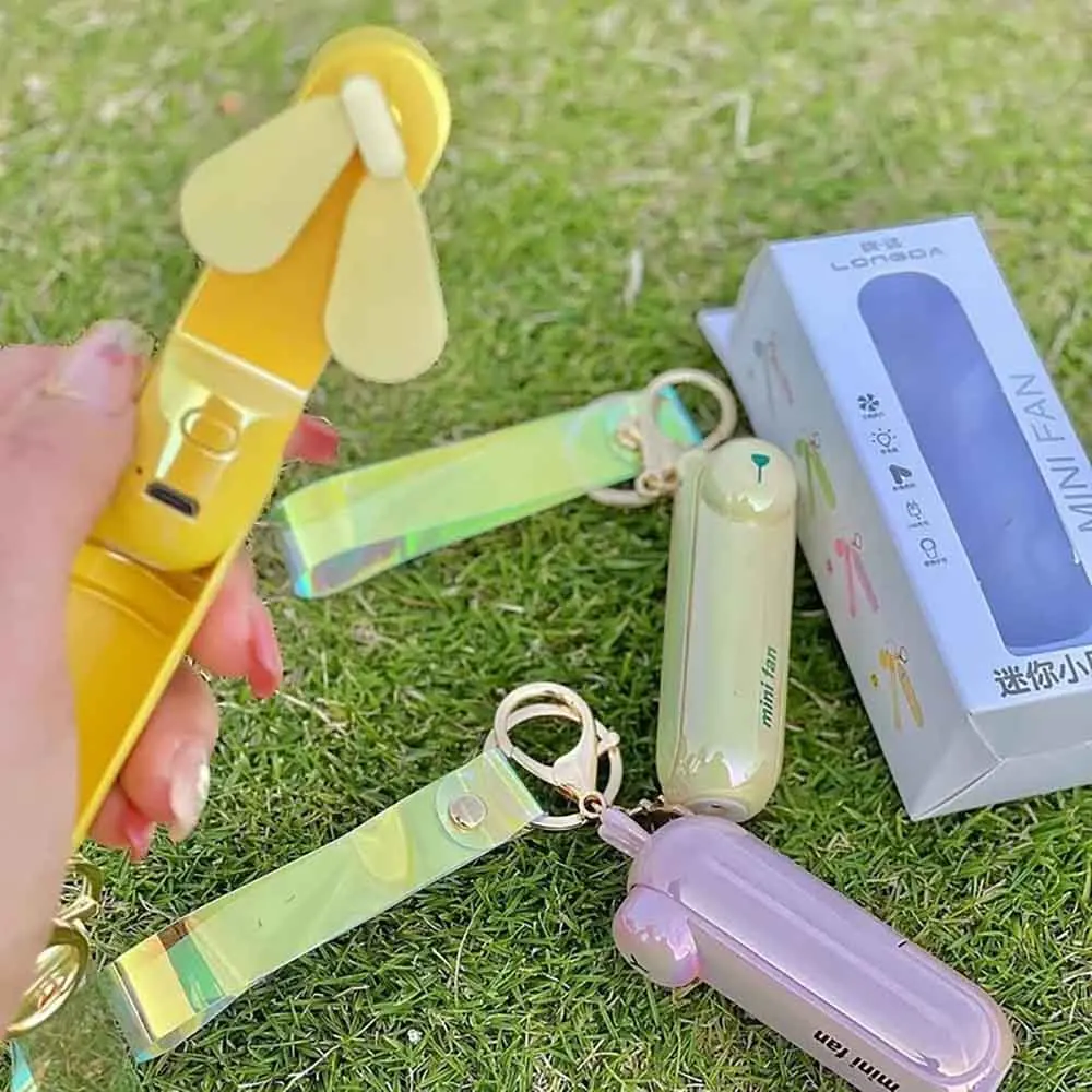 Фото Милый мини-вентилятор Kipas, портативный ручной складной прикроватный офисный USB-зарядка, аккумулятор, стол, охлаждение №4