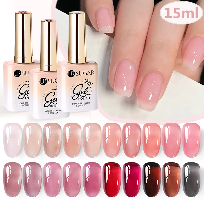 UR SUGAR 15 мл Jelly Nude Pudding Полупрозрачный цветной гель-лак для ногтей Белый полупрозрачный гель для замачивания Vernis Полуперманентный